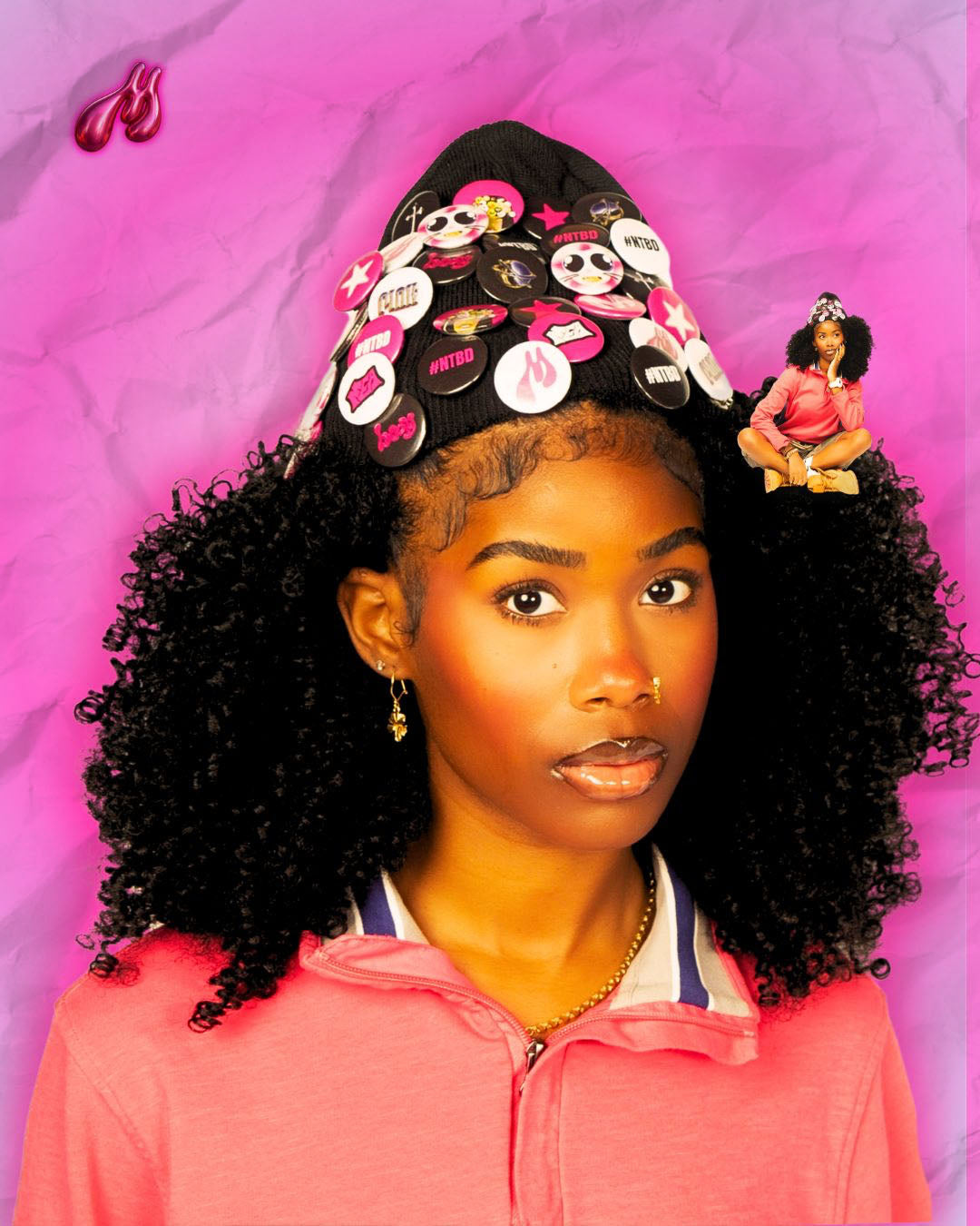 Pink M.EA pin beanie